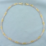 Two-tone Designer Rope Link Chain Necklace In 14k Yellow And White Gold