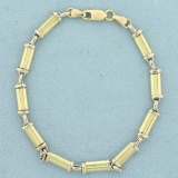 Italian Made Bar And Link Bracelet In 14k Yellow And White Gold