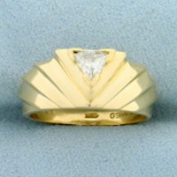 Pyramid Design 1/3ct Diamond Solitaire Ring In 14k Yellow Gold