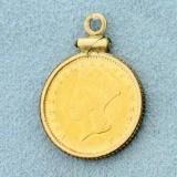 Indian Princess Head Gold Dollar In 14k Gold Pendant