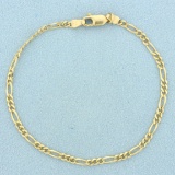 Italian Made Figaro Chain Bracelet In 14k Yellow Gold