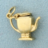 Mechanical Vintage Teapot Charm Or Pendant In 14k Yellow Gold