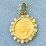 Chinese 5 Yuan Panda Coin Pendant In 14k Yellow Gold
