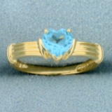 Sky Blue Topaz Heart Ring In 10k Yellow Gold