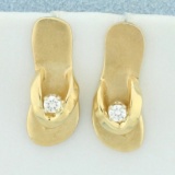Diamond Flip Flop Earrings In 14k Yellow Gold