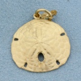 Textured Sand Dollar Pendant Or Charm In 14k Yellow Gold