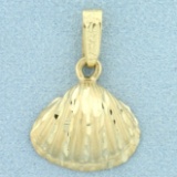 Diamond Cut Seashell Pendant In 14k Yellow Gold