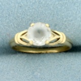 Vintage 1ct Quartz Solitaire Ring In 10k Yellow Gold