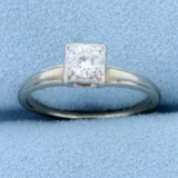 Vintage 1/3ct Diamond Solitaire Engagement Ring In 14k White Gold