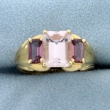 3.5ct Tw Natural Morganite Ring In 14k Yellow Gold