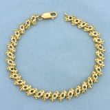 Designer Link Diamond Cut Bracelet In 14k Yellow Gold