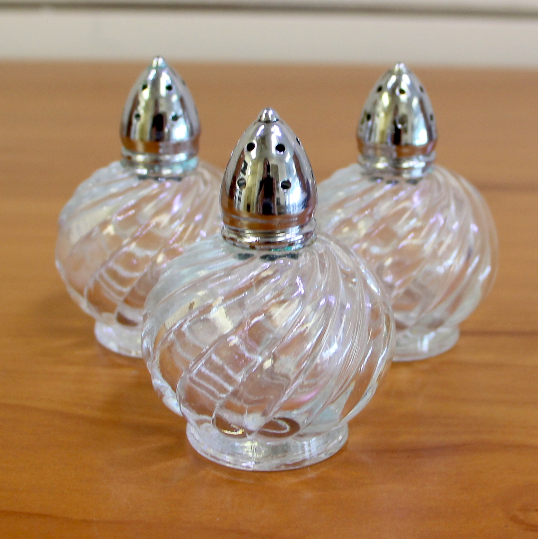 2024 Vintage Salt Shakers Sterling Silver Glass Set of Three