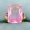15ct Lab Pink Sapphire Statement Ring In 14k Yellow Gold