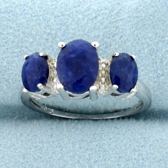 2.5ctw Sapphire & Diamond 3-stone Ring In Sterling Silver
