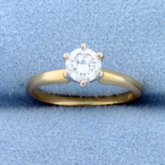 Almost 1/2ct Solitaire Diamond Engagement Ring In 14k Yellow Gold
