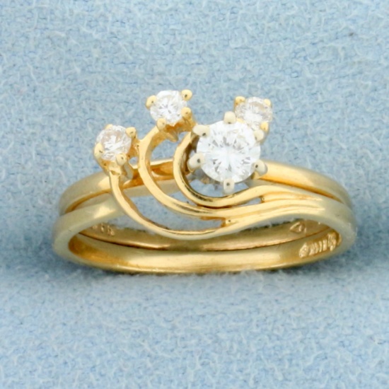 Unique Astology Design Diamond Ring In 14k Yellow Gold