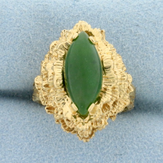 Designer 3ct Natural Jade Ring In 14k Yellow Gold