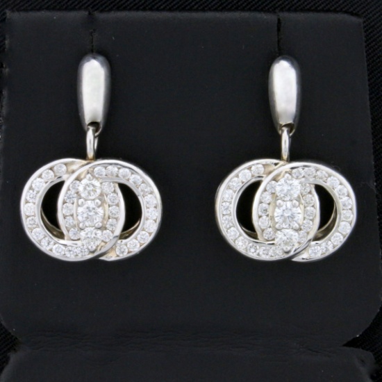1ct Tw Diamond Marriage Symbol Dangle Earrings In 14k White Gold