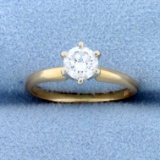 Almost 1/2ct Solitaire Diamond Engagement Ring In 14k Yellow Gold