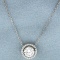 Over 1ct Diamond Solitaire Halo Necklace In Platinum