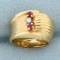 Vintage Ruby And Diamond Ring In 14k Yellow Gold