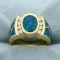 Opal And Diamond Ring In 14k Yellow Gold