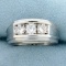 Mens 1ct Tw Diamond Three Stone Ring In 14k White Gold