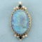 Rare Opal Sapphire And Diamond Cameo Pendant Or Pin In 14k Yellow Gold