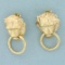 Lion Door Knocker Design Earrings In 14k Yellow Gold