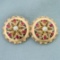 Vintage Ruby And Pearl Disc Clip On Earrings For In 14k Yellow Gold