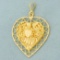 Large Designer Heart Pendant In 18k Yellow Gold