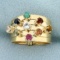 Multi Gemstone And Puzzle Ring In 14k Yellow Gold