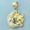 Cow Jump Over The Moon Pendant In 14k White And Yellow Gold