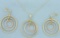 Tri Color Pendant And Dangle Earring Set In 14k Yellow, White, And Rose Gold