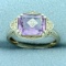 Amethyst Art Deco Ring In 18k White Gold