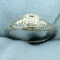 Vintage Filigree Ole European Cut Diamond Solitaire Engagement Ring In 18k White Gold