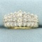 Vintage 1.5ct Tw Diamond Cluster Ring In 10k Yellow Gold