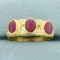 Vintage Ruby And Diamond Ring In 18k Yellow Gold