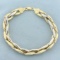 Two Tone Diamond Cut Geometric Link Bracelet In 14k Yellow And White Gold