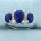 2.5ctw Sapphire & Diamond 3-stone Ring In Sterling Silver