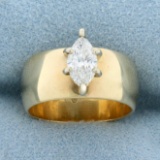 2/3ct Marquise Solitaire Diamond Engagement Ring In 14k Yellow Gold