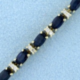 6ct Tw Sapphire And Diamond Tennis Bracelet In 14k Yellow Gold