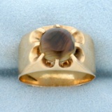 Tiger's Eye Statement Ring In 14k Yellow Gold