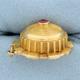 Vintage Houston Astrodome Ruby Pendant Or Charm In 14k Yellow Gold