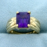 3ct Amethyst Solitaire Ring In 10k Yellow Gold