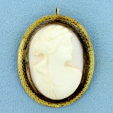 Pink Cameo Pendant Or Pin In 10k Yellow Gold