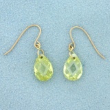 Yellow Crystal Teardrop Dangle Earrings In 10k Yellow Gold