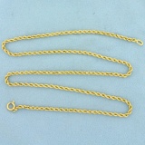 20 Inch Rope Style Chain Necklace In 18k Yellow Gold