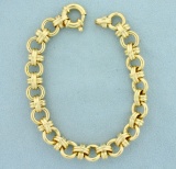 8 Inch Designer Cable Link Chain Bracelet In 14k Yellow Gold