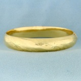 Vintage Flower Design Bangle Bracelet In 14k Yellow Gold